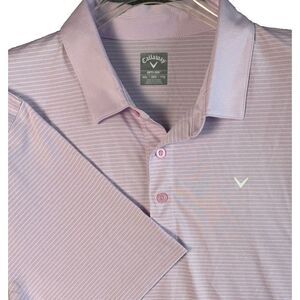 Callaway Shirt Mens XXL Opti-Dri Lavender Pinstripe Golf Polo Short Sleeve